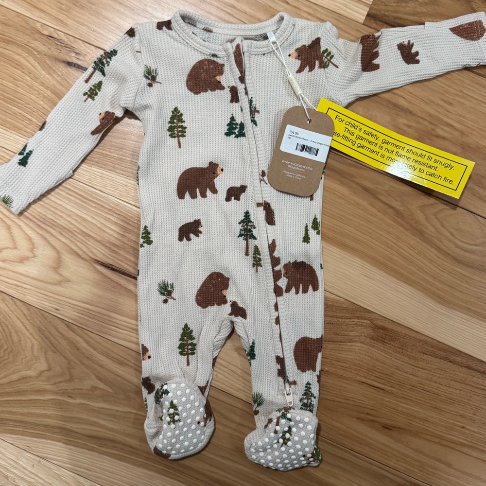 Angel Dear, brown bear footie, NWT newborn size